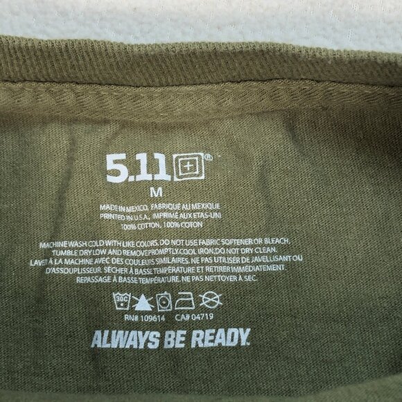 5.11 Tactical T-Shirt Mens M Military Green Freedom Fries 100% Cotton Bullet USA - Picture 4 of 10